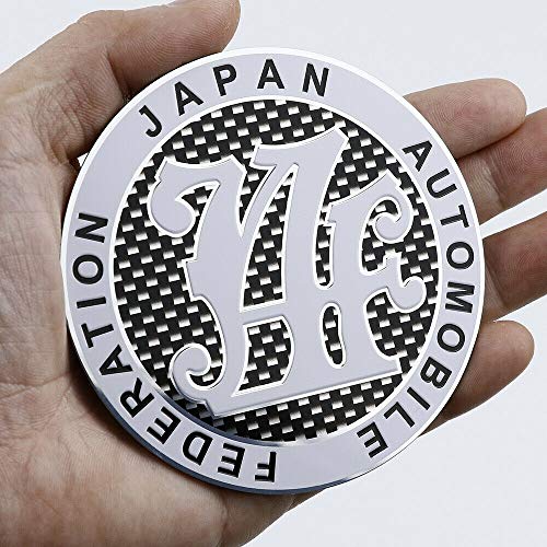 HTTY Black Metal Japón Federación de Automóviles Emblemas Emblemas Insignias Etiqueta Etiqueta (Color : Black)