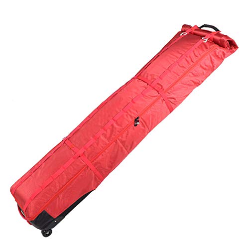 JHKGY Bolsa De Esquí Acolchada con Ruedas,Bolsa De Snowboard Acolchada con Ruedas -con Ruedas Bolsas Impermeables para Tablas De Deportes De Nieve, Viajes por Carretera Y En Avión,Rojo