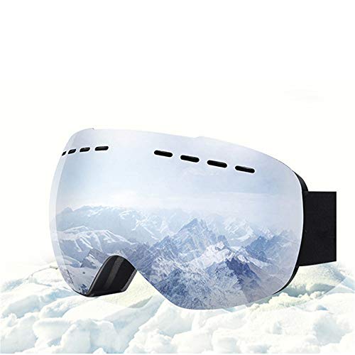 JHKGY Gafas De Esquí para Mujer/Hombre,Lente Intercambiable,Gafas De Snowboard De Esquí Antideslumbrante Antivaho con Protección 100% UV400,para Hombres, Mujeres, Jóvenes, Esquí,Plata