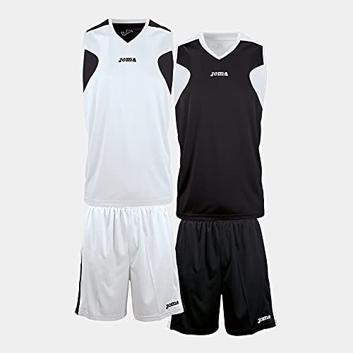Joma Basket - Set de equipación de Manga Corta Unisex, Color Blanco/Negro, Talla M-L