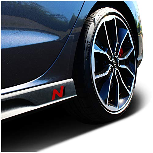 Juego de 2 láminas protectoras para el logotipo del faldón lateral, autoadhesivas, ajuste perfecto para el coche K055 (carbono/rojo/negro)