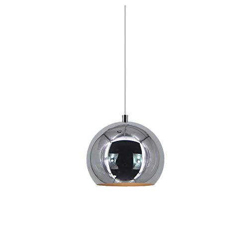 Lámpara de Bola de Espejo con luz Colgante de Globo Industrial, lámpara de Techo de Cocina cromada para Sala de Estar (Cooper, 30 cm)
