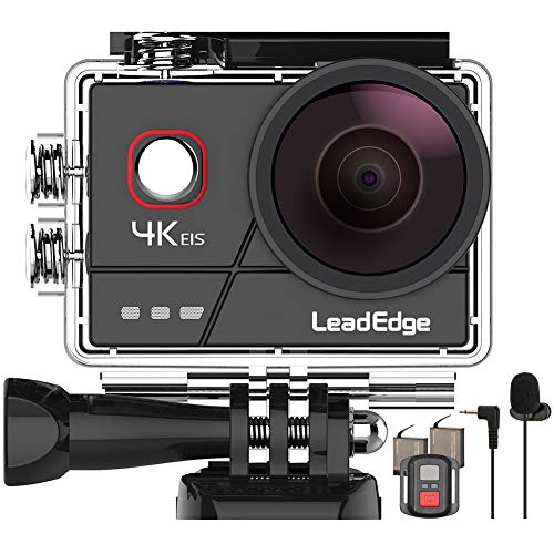 LeadEdge Cámara Deportiva 4K 20MP EIS Anti-Vibración Micrófono Externo con Control Remoto Wi-Fi 170° Gran Angular Camara Acuática Camaras Acción Sumergible de 40M