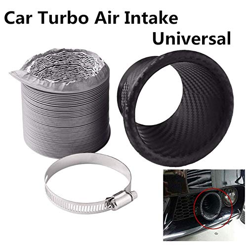 LYXMY Coche Turbo Entrada Embudo Kit, Auto Parachoques Delantero Fibra de Carbono Universal Aire Turbina Tubo de Entrada, ABS Admisión Turbo Coche Suministros Recambio - como Se Muestra, Tamaño Libre