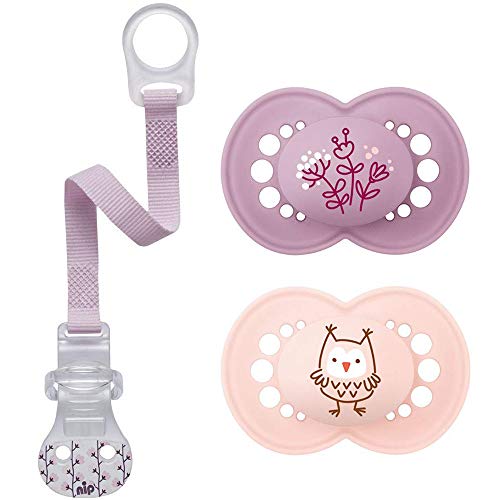 MAM Chupetes Silicona 6-16 meses, juego de 2, estuche de esterilización y transporte & NIP attache-sucettes MAM Chupetes Silicona 6-16 meses, juego de 2, estuche de esterilización y transporte & NIP attache-sucettes