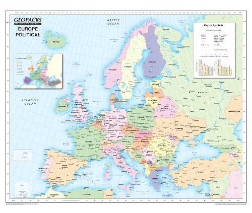 Mapa de Europa para niños – Reversible político/físico laminado mapa de pared, ZMFP147