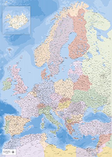 Mapa de mapa de Europa XXL – Póster educativo 1:34 millones – Tamaño 100 x 140 cm