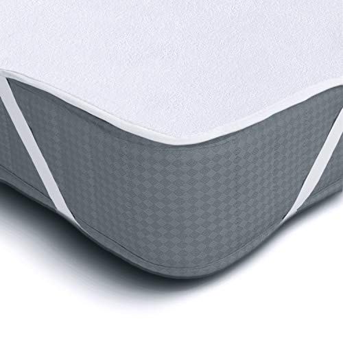 Melunda Protector de colchón Impermeable - 90 x 200 cm - Protector de colchón de algodón Anti-alérgico dermatológicamente Probado