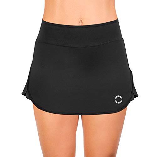 NEON STYLE - Falda Pantalón Deportiva | Falda de pádel y Tenis elástica para Mujer | Skort para Fitness de Lycra | Skirt Basic, Talla M | Color Negro