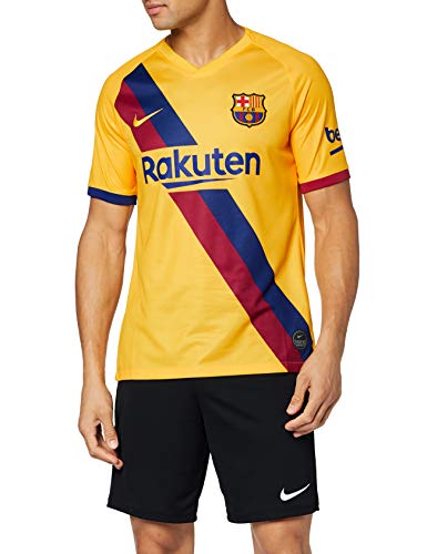 NIKE FCB M Nk BRT Stad JSY SS AW Football T-Shirt, Hombre, Varsity Maize/(Varsity Maize) (Full Sponsor), M