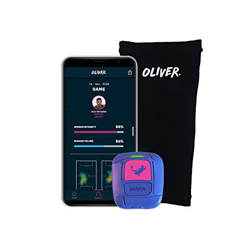 Oliver OLI GPS Fútbol Tracker-Cubre espinillera-App iOS y Android para Jugar Mejor y prevenir Lesiones, Adultos Unisex, Azul, Pequeño