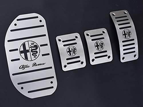 Pedales e Reposapiés De Acero para Alfa_Romeo 147 & GT (937) – 4 Piezas Kit Manual Ti Design Inox Metal Pedal De Embrague Freno Acelerador Cepillado Interior Personalizados