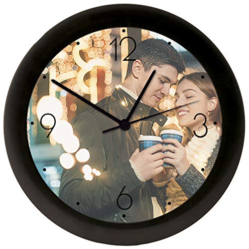 PROMO SHOP Reloj de Pared Grande Ø 250 mm Personalizado (con Logo, Foto o Imagen) · Mecanismo Silencioso Sweep sin TicTac · Reloj de Pared con Números para Hogares y Oficinas