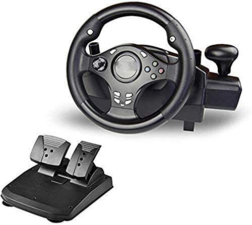QDY Pc Juego de Volante para PC Driving Force Racing, 270 Grados de rotación Pro Sport Racing Wheel para PS3 / PS4 / 360