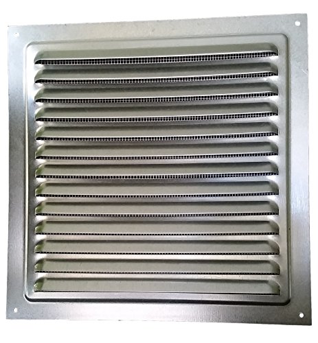 Rejilla de ventilación metálica con mosquitera, entrada y salida de aire