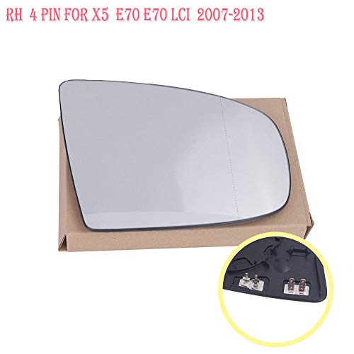 Ricoy - Espejo retrovisor lateral para X6 X5 E70 E71 E72 (lado izquierdo, con calefacción lateral, gran angular/lado esférico, no tintado), color blanco