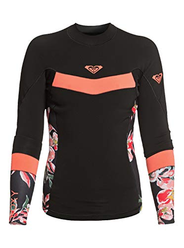 Roxy Womens 1.0 Syncro Long Sleeve Wetsuit Jacket (Black/Bright Coral, 10)