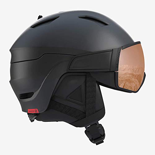 SALOMON Driver s Casco de esquí y Snowboard con Visor para Hombre, Solution OTG, Compatibles con Gafas de Vista, Interior de Espuma EPS 4D, Circunferencia: 53-56 cm, Negro (Negro/Red Accent), Talla S