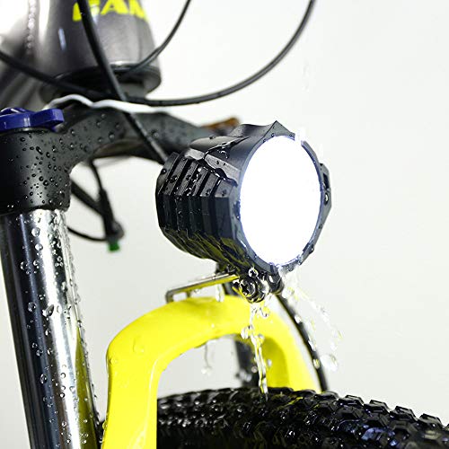 Shengmilo LED Faro Delantero autopropulsado eléctrico, Juego de Luces LED, luz Blanca superbrillante Equipo Dos en uno para Montar bocina de Bicicleta Impermeable