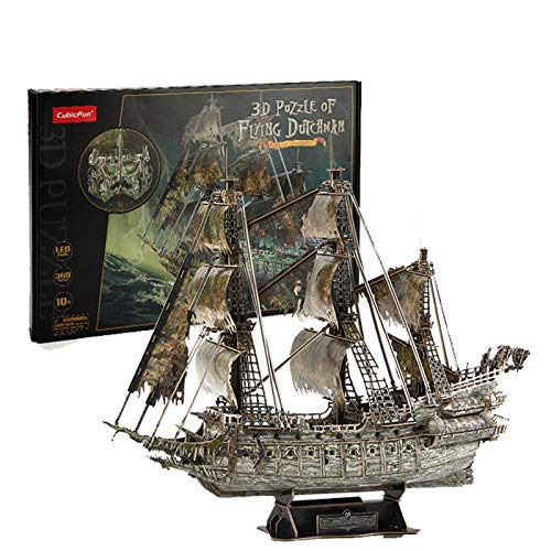SNOWER Rompecabezas 3D, Modelo Flying Dutchman Ship Toy DIY Pirate Ship Building Bricks Kit, Flying Dutchman Pirate Ship Jigsaw Puzzle, 360 Piezas