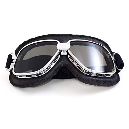 SunAll Gafas de bastidor de la moto casco de motocicleta gafas de cristal de protección Gafas de PC lente gafas gafas de esquí de la vendimia piloto del motorista del cuero Moto Bike ATV gafas