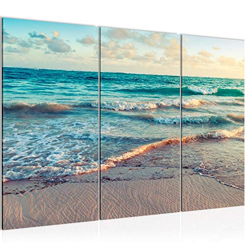 Tabla playa decoración de la pared y Mar - 120 x 80 cm Vista de impresión en lienzo Salón Apartamento - listo para colgar - 015531a