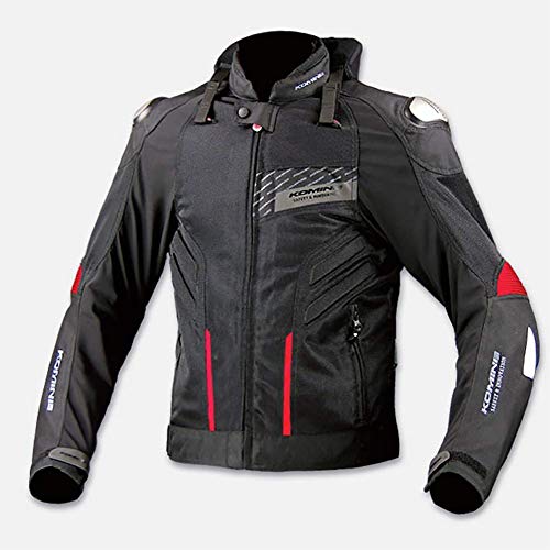 Tamaño Grande Chaqueta de Moto con Luz de Advertencia LED, Transpirable Anti-caída Transpirable Resistente con Armours Aleación de Titanio CE Unisex Chaqueta para Motocicleta