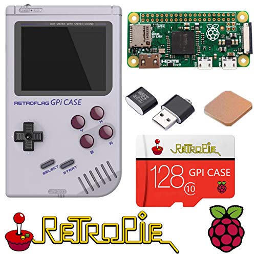 TAPDRA Consola de Juegos portátil Raspberry Pi Zero, Estuche RETROFLAG GPi con Apagado Seguro, Tarjeta rápida de 128 GB con más de 14000 Juegos, estación de Juegos de emulación Retropie Personalizada