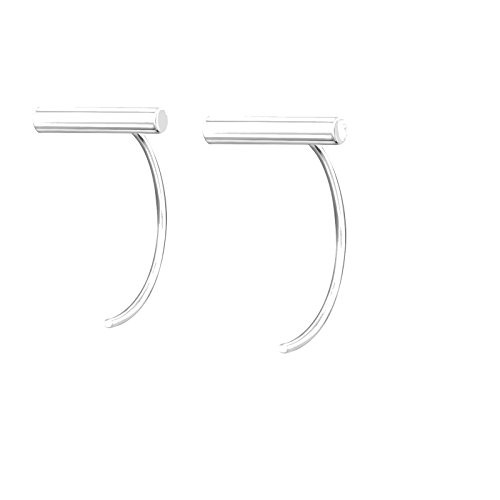 Tata Gisele© - Pendientes de plata 925/000 rodiada – Sin enganche – Varilla curvada y barra horizontal Tata Gisele© - Pendientes de plata 925/000 rodiada – Sin enganche – Varilla curvada y barra horizontal