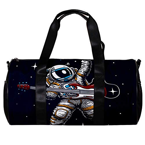 TIZORAX - Bolsa de deporte para mujer y hombre con astronauta, para jugar a la guitarra, gimnasio, para el fin de semana, para viajes nocturnos, bolsa de viaje al aire libre, equipaje de mano