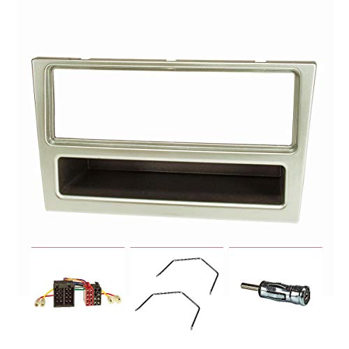 tomzz Audio 2439-072 - Juego de embellecedor de radio compatible con Opel Corsa C Combo Omega B Vectra C Meriva, cromo mate con adaptador de radio ISO DIN y llave de desbloqueo tomzz Audio 2439-072 - Juego de embellecedor de radio compatible con Opel Corsa C Combo Omega B Vectra C Meriva, cromo mate con adaptador de radio ISO DIN y llave de desbloqueo