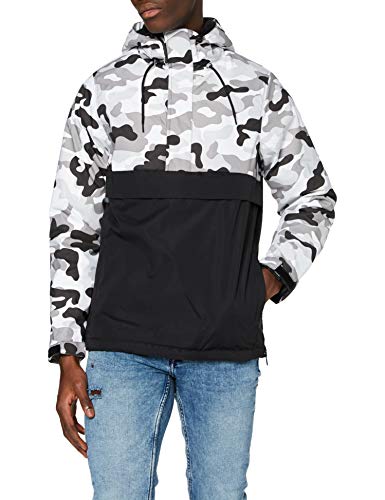 Urban Classics Mix Pull Over Jacket Chaqueta, Multicolor (Black/Snow Camo 02273), X-Large para Hombre