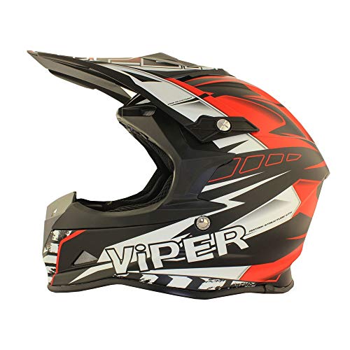 Viper RSX121 Casco de Motocicleta Rojo Supercross Enduro MX Quad ECE 22.05 Equipo de Protección de Bicicleta Aprobado (L (59-60 CM))