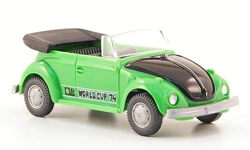 VW escarabajo World Cup Descapotable, verde/negro , 1974, Modelo de Auto, modello completo, Wiking 1:87