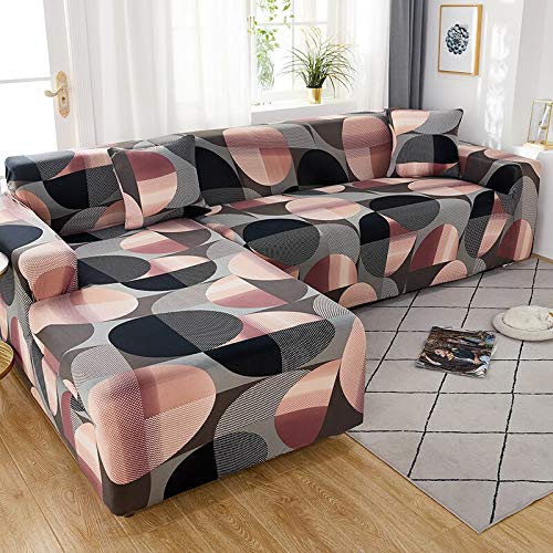 WXQY Funda de sofá de Esquina con patrón de Lino, Utilizada para la Funda de sofá de la Sala de Estar, sofá elástico con Todo Incluido, sillón Chaise Longue A11 de 4 plazas