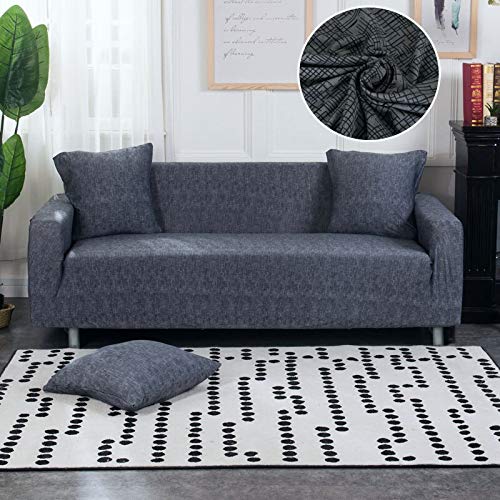 WXQY Funda de sofá elástica con patrón de Lino Funda de sofá elástica Todo Incluido a Prueba de Polvo Funda de sofá de Sala de Estar sillón A9 de 3 plazas