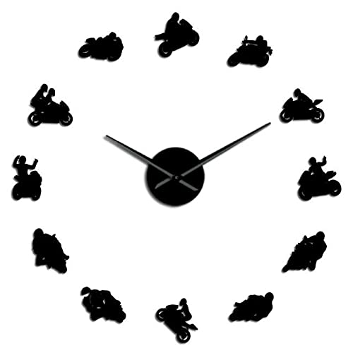 xinxin Reloj de Pared Motor Sport Bike Racing 3D DIY Reloj de Pared Bicicleta Deportiva Motocicleta Racer Moto Arte de la Pared Big Time Clock Motorcross Lover Gift