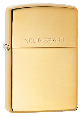 Zippo High Polish Brass Mechero, Hochpoliertes Messing-Feuerzeug, 3,5x1x5,5 cm