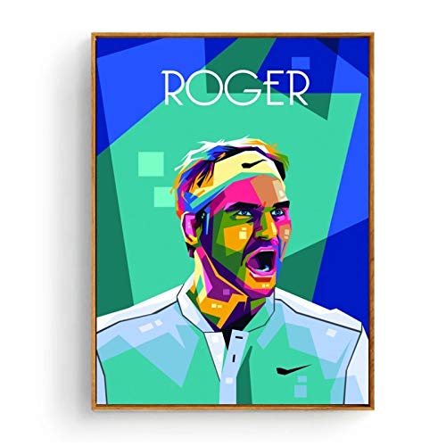 ZQXXX Póster e impresiones de la leyenda del tenis de Rafa Nadal Roger Federer, pintura artística, lienzo, decoración para dormitorio, imagen -50x70cm sin marco