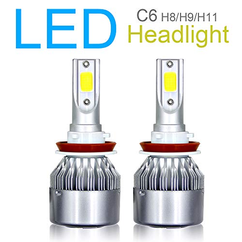 2 bombillas LED H8, H9, H11, kit de conversión de faros delanteros, chips COB avanzados, luces de cruce/luz de niebla, 10800 lm, 6000 K, 120 W, color blanco superbrillante
