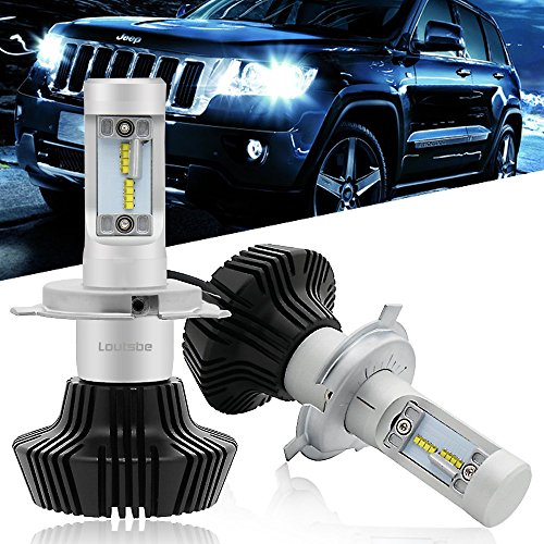 2pcs H4 LED Faro Bombillas , Loutsbe H4 LED Bombillas para Faros Delanteros Kit de Conversion Impermeable IP65, 80W 8000LM Co Auto Kit de faros de coche de conducción bombillas lámparas 6500K H4