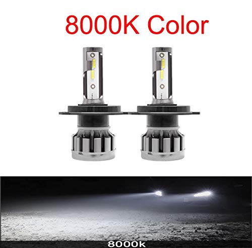 2pcs luces de coches LED H7 12000LM H4 Lámpara LED para bombillas de faros del coche H11 HB2 H8 H9 9005 9006 HB3 HB4 Turbo H1 Bulbos LED 12V 24V (Emitting Color : 8000K, Socket Type : H7)