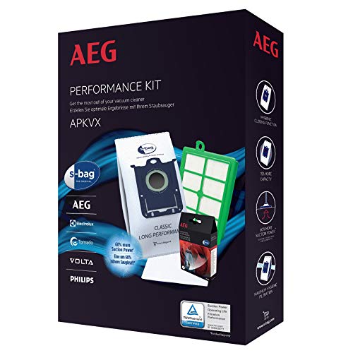 AEG APKVX s-Bag Advantage Set 4X GR 201S Plus s-Filter AEF 12 Motor Filter AEF 54 S-Fresh Fragrance Adecuado para APF 61 / VX 6-2 / FC 8371 Negro