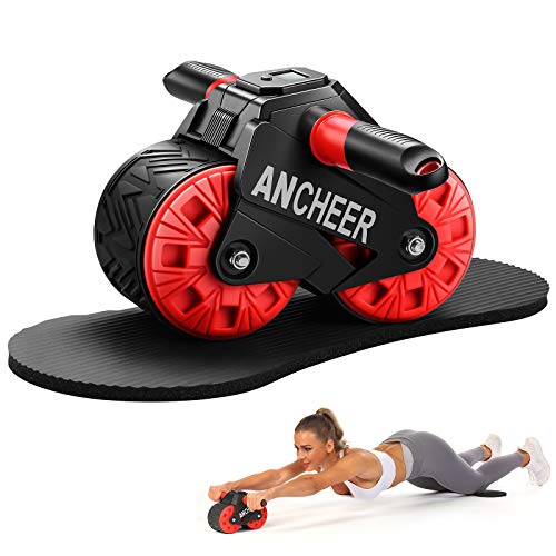 ANCHEER Rodillo abdominal AB Wheel Roller con rodilleras y pantalla inteligente, Fitness Ab Carver Pro Roller con rebote automático