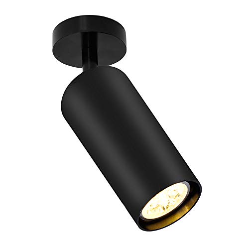 Artpad - Lámpara de techo simple de metal negro, luz de techo giratoria para interiores para sala de exposición Sala de baño Corredor 5W Bombilla E27 incluida