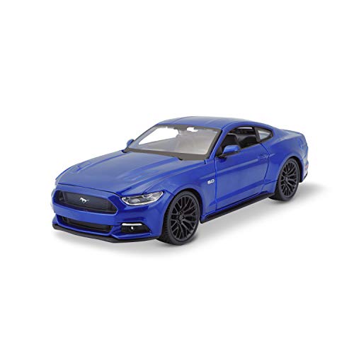 Bauer Spielwaren Maisto Ford Mustang GT (2015) - Maqueta de Coche a Escala 1:24, Puertas y capó Abierto, 20 cm, Color Azul (531508B)