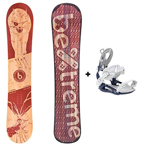 Bextreme Tabla Snowboard Flames 2020 All Mountain con Fijaciones SP Private. Freestyle y Freeride polivalente. Snow Wide de Bambu, Arce y Haya para Hombre y Mujer. (Fijaciones SP 42,5-44,5 EU, 152cm)