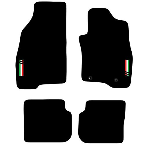 Carsio L136-CARP-CUT-2042-(58 x 2) Alfombrillas a Medida para Coche con Logotipo para Adaptarse – Fiat Punto EVO 2010 a 2012 y Abarth, Color Negro
