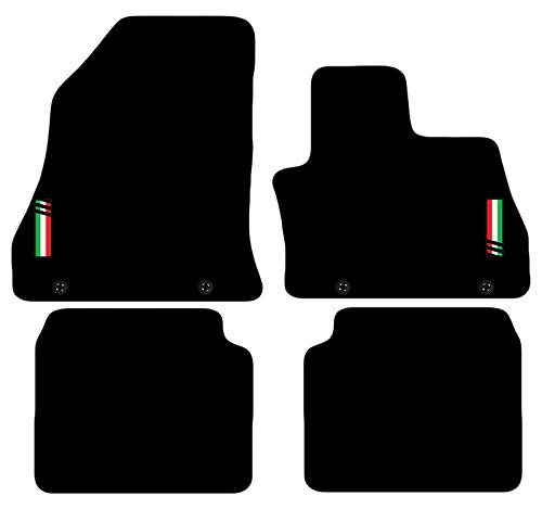 Carsio L139-CARP-CUT-3145-(58 x 4) Alfombrillas a Medida para Coche con Logotipo de 4 Clips para Adaptarse – Fiat 500L 2013 en adelante, Color Negro