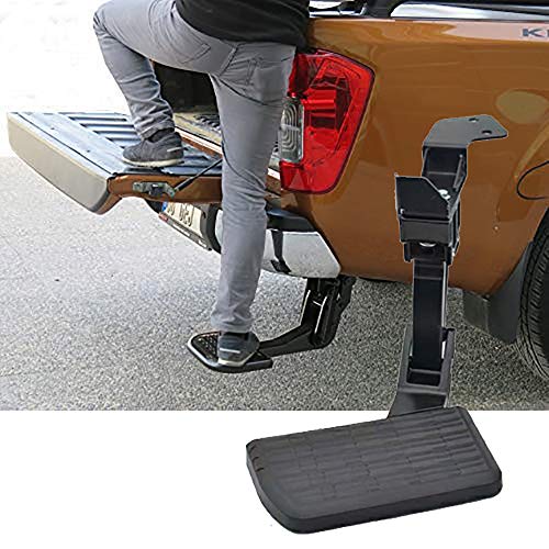 CHHMAELOVE para Ford Ranger Pedal Plegable para Coche Easy Access To Car，Car Doorstep para El Cubo De La Camioneta Ford，Parachoques Trasero Pedal,Black